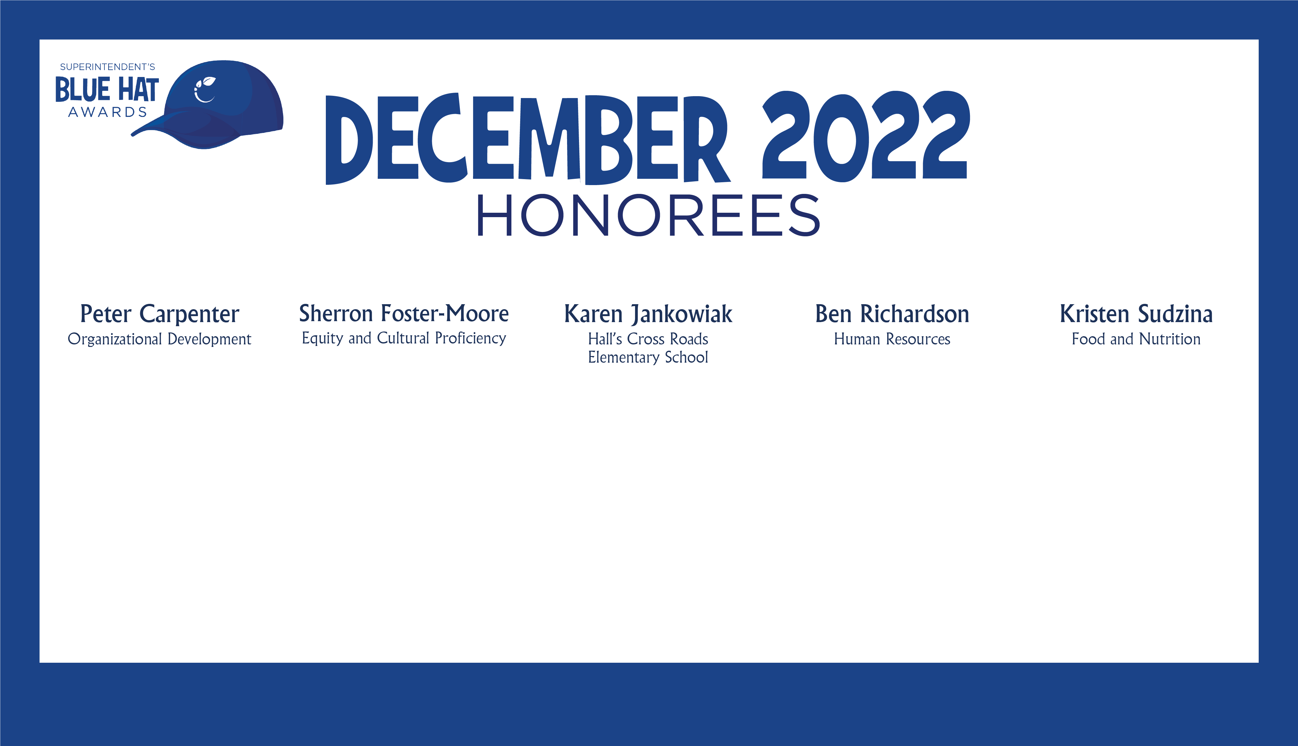HCPS Blue Hat Honorees - December 2022